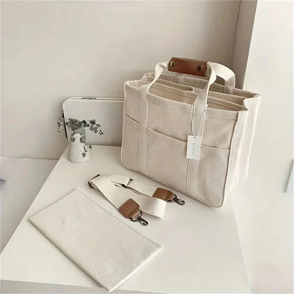 Utility Canvas Shoulder Tote Bag