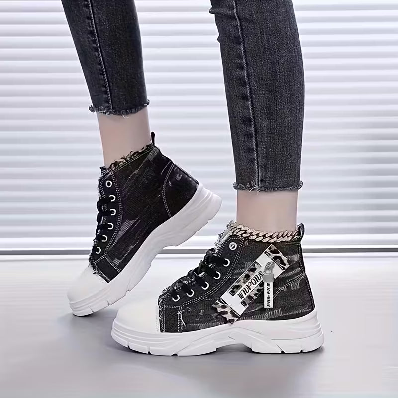High-Top Denim Style Sneakers