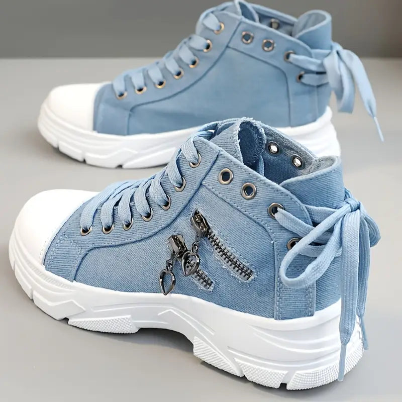 Women’s High-Top Patchwork Denim Shoes
