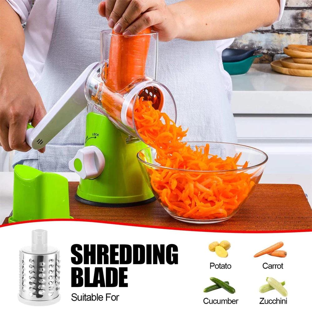 3-in-1 Manual Rotation Vegetable Fruit Slicer Chopper