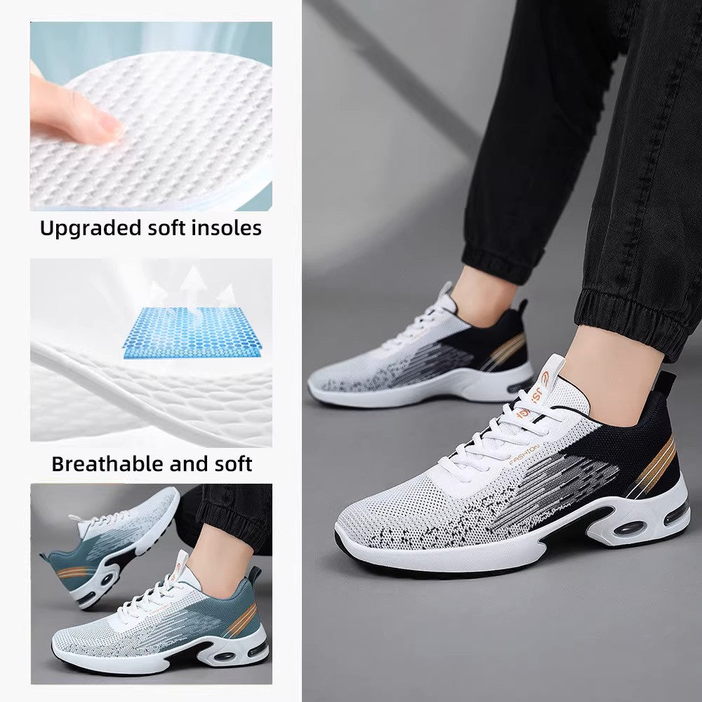 Air cushion soft sole flying woven men's shoes