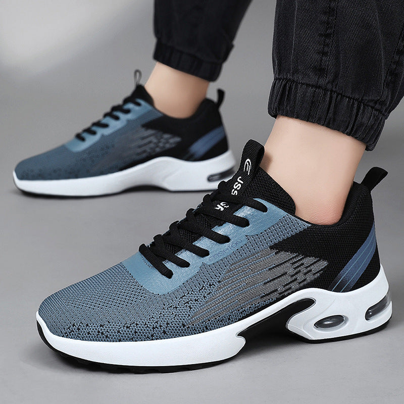 Air cushion soft sole flying woven men's shoes