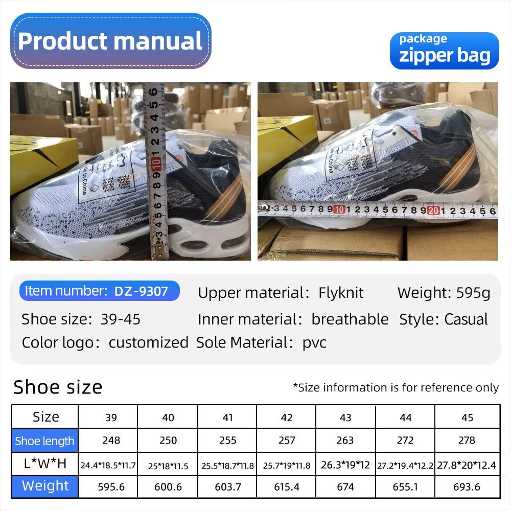 Air cushion soft sole flying woven men's shoes