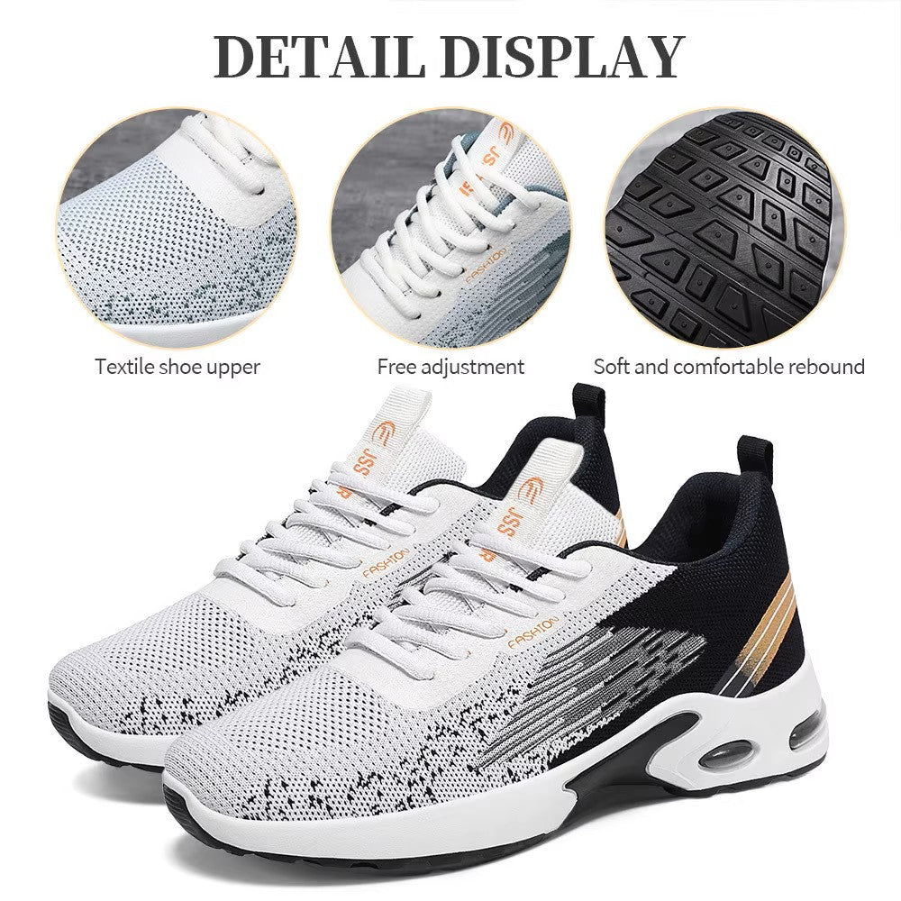 Air cushion soft sole flying woven men's shoes