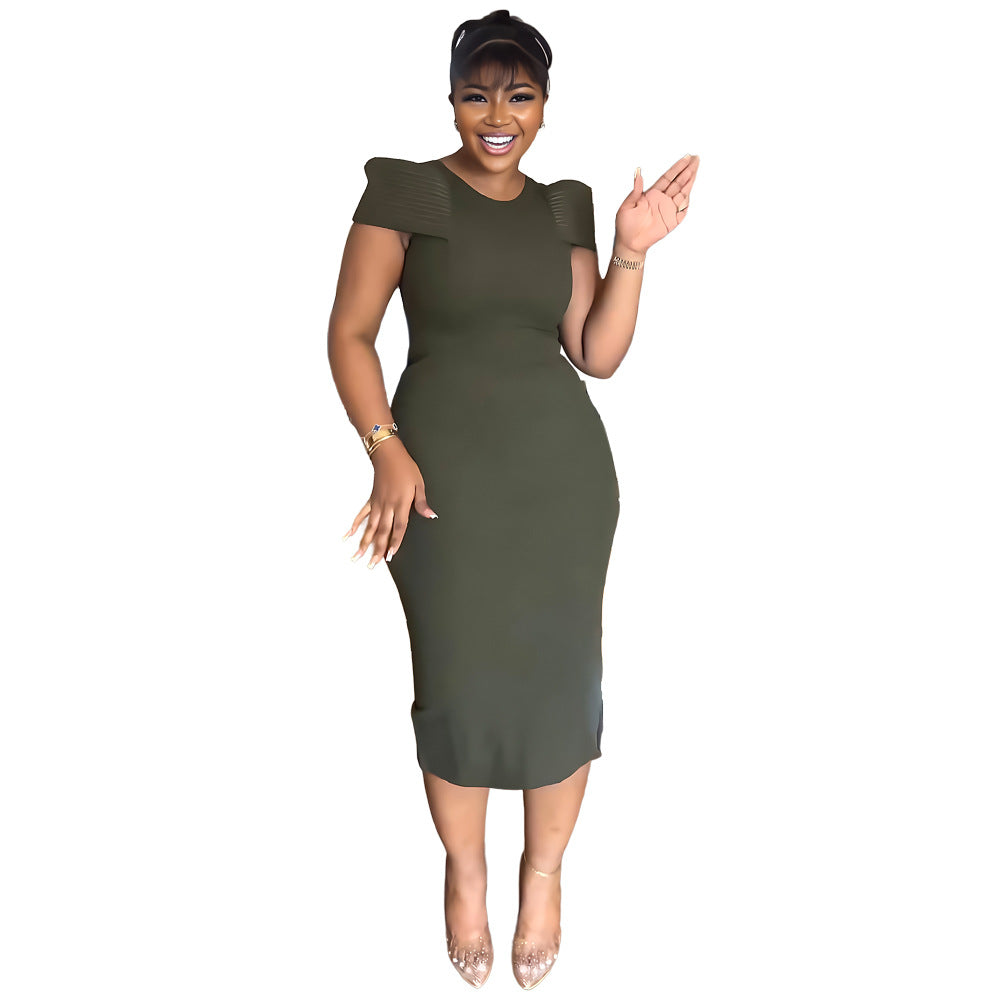 Sleeveless casual slim fit slit hip-wrapped women's dress