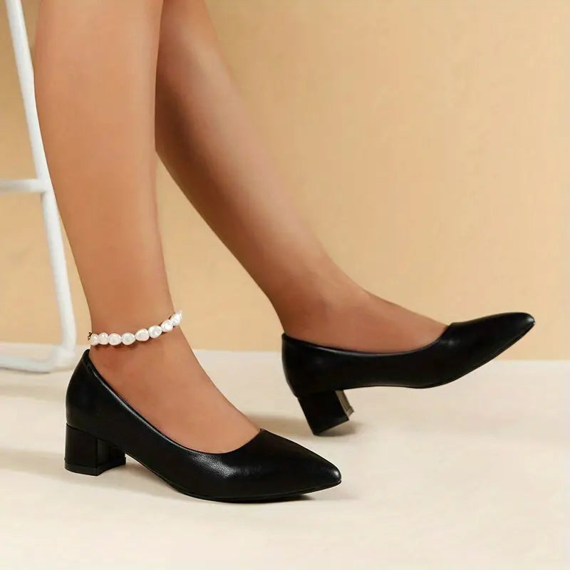 Chunky heel work shoes best sale