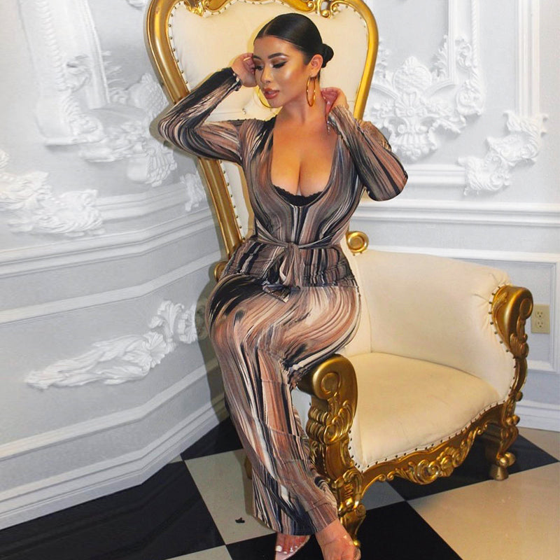 Viral Waist Illusion Sexy Striped Dress