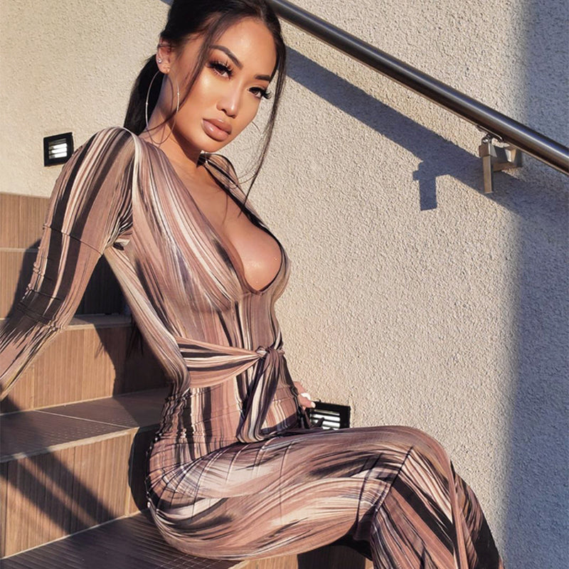 Viral Waist Illusion Sexy Striped Dress