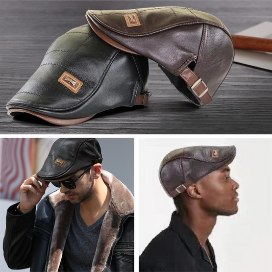 British Gentlemen Style Leather Beret Hat