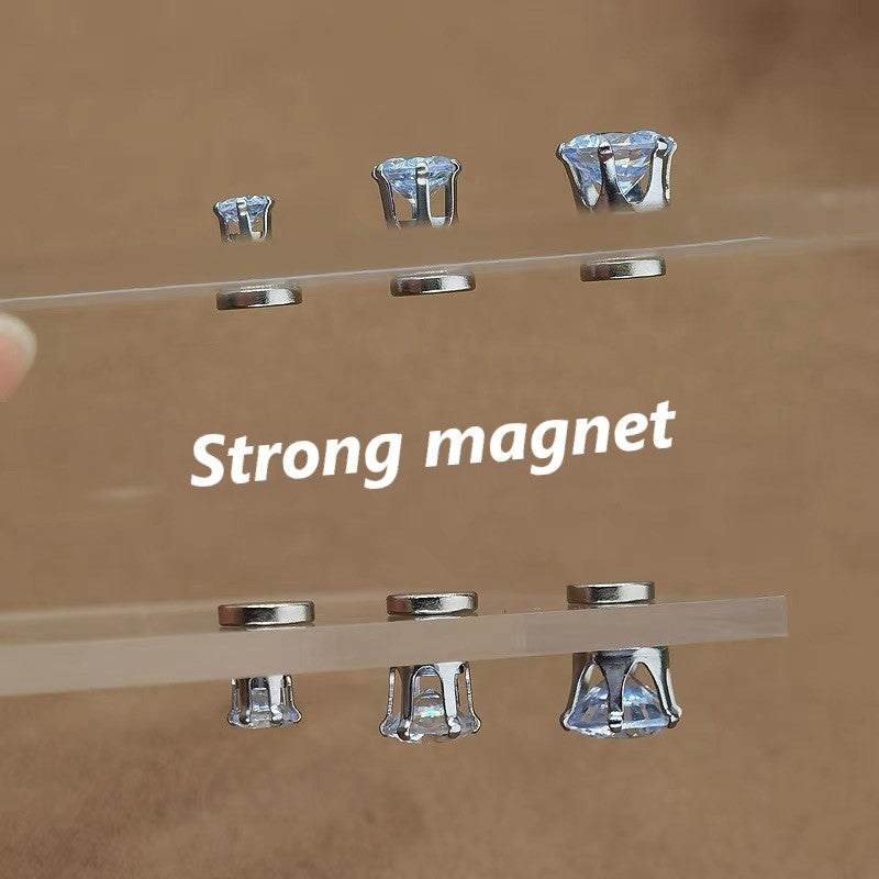Magnetic Zircon Stud Ear Clip (3 Pairs)