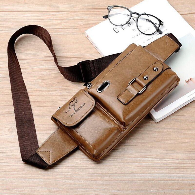 Men's Leather Sling Bag Chest Shoulder Bag