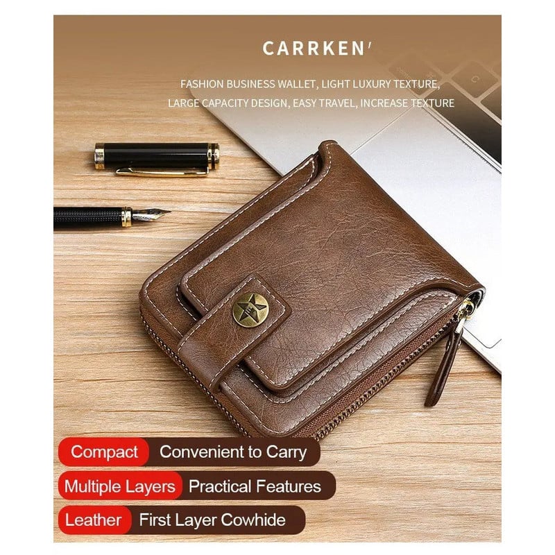 Men's Short Fashion Horizontal Zipper Wallet
