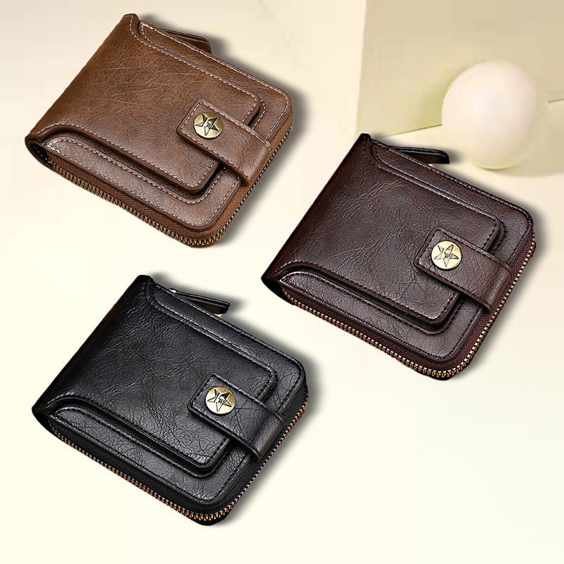 Men's Short Fashion Horizontal Zipper Wallet