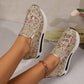 Sequin Platform Wedge Mesh Shoes