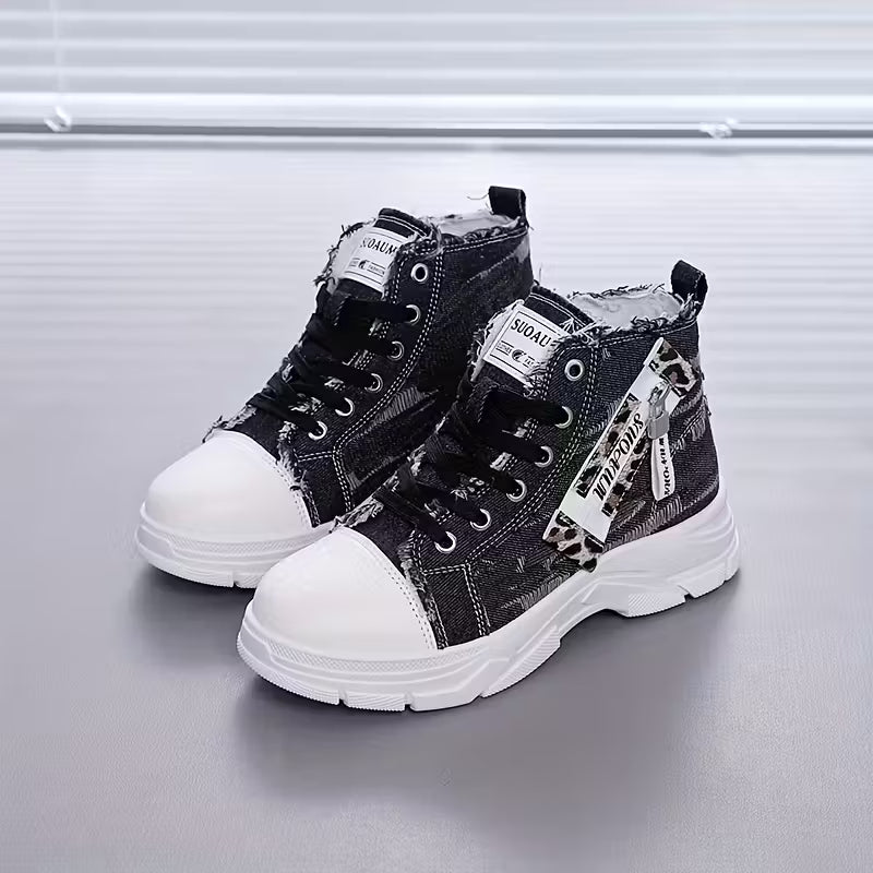 High-Top Denim Style Sneakers