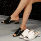 Women's Chunky Heel Open-Toe Slippers with EVA Sole