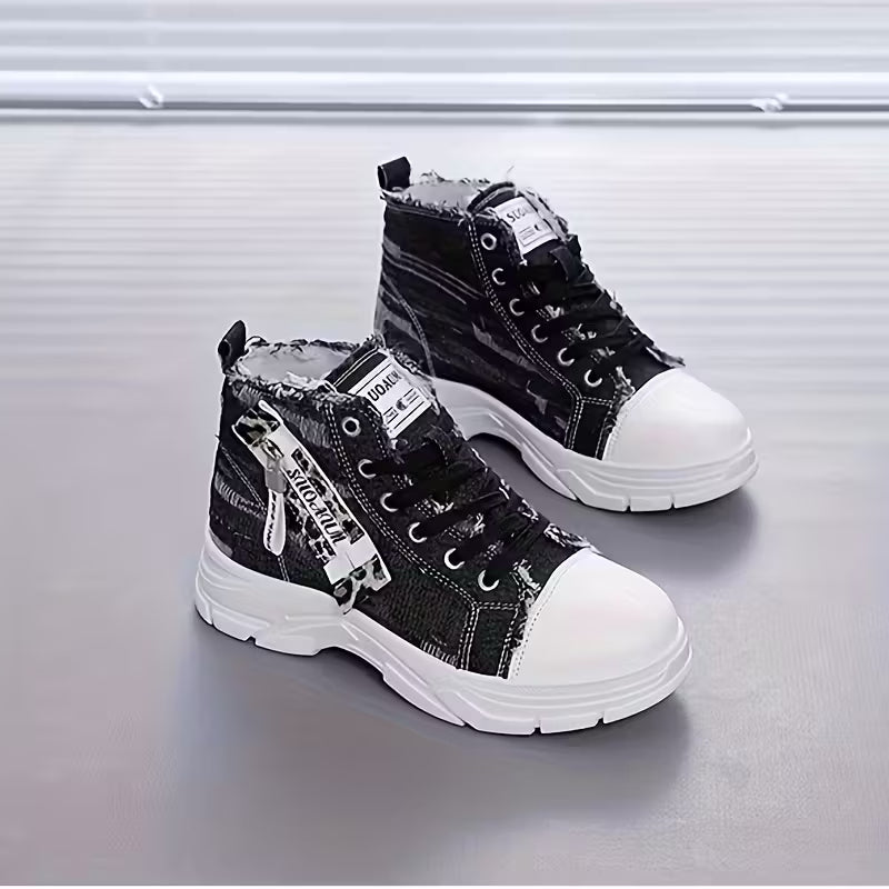 High-Top Denim Style Sneakers