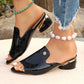 Women's Chunky Heel Open-Toe Slippers with EVA Sole
