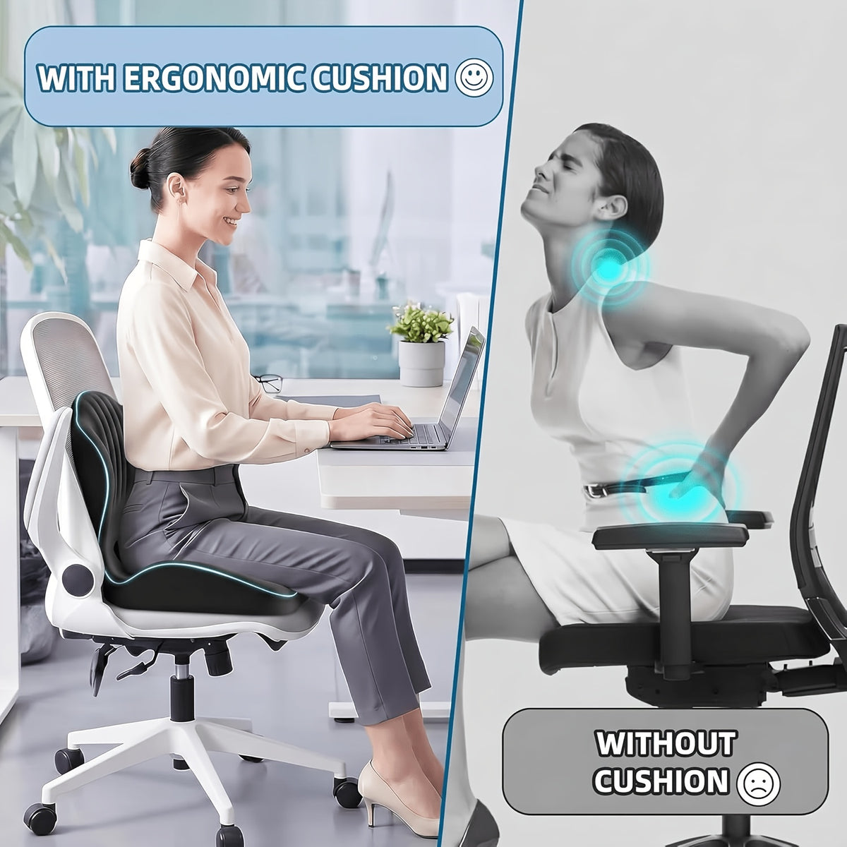 Ergonomic Memory Foam Cushion with Lumbar Support