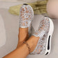 Sequin Platform Wedge Mesh Shoes