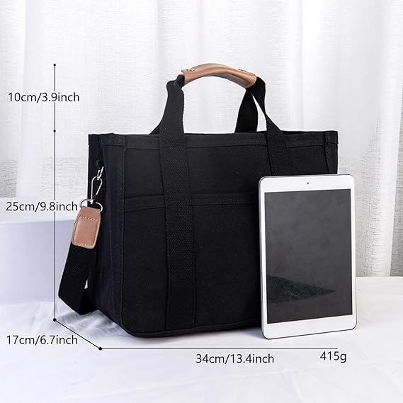 Utility Canvas Shoulder Tote Bag