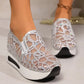Sequin Platform Wedge Mesh Shoes
