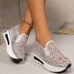 Sequin Platform Wedge Mesh Shoes