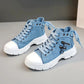 Women’s High-Top Patchwork Denim Shoes
