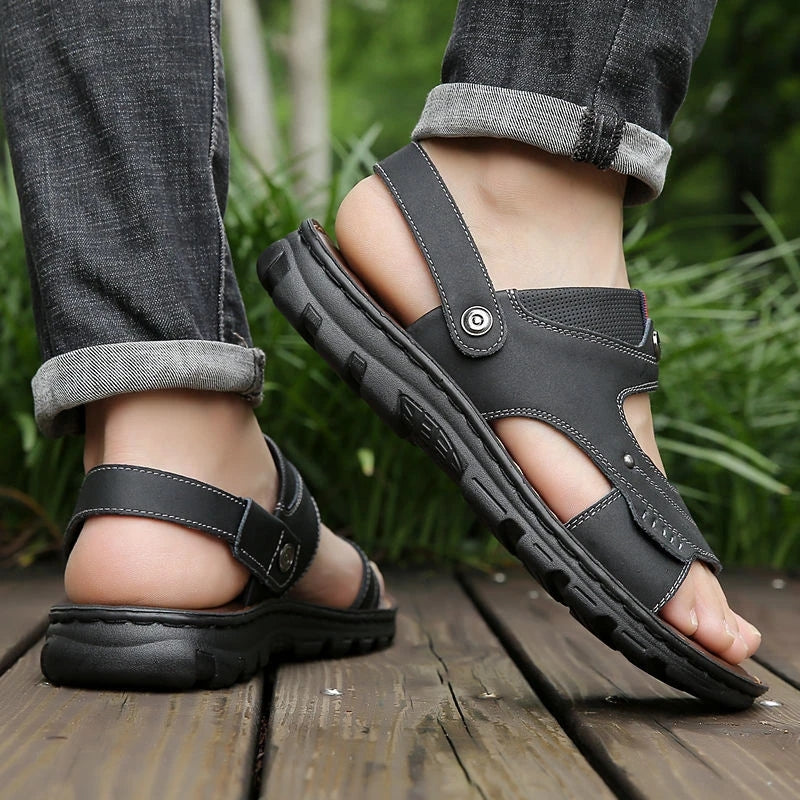 Men s Two way Outdoor Leather Sandals Slippers Juma Store Kenya