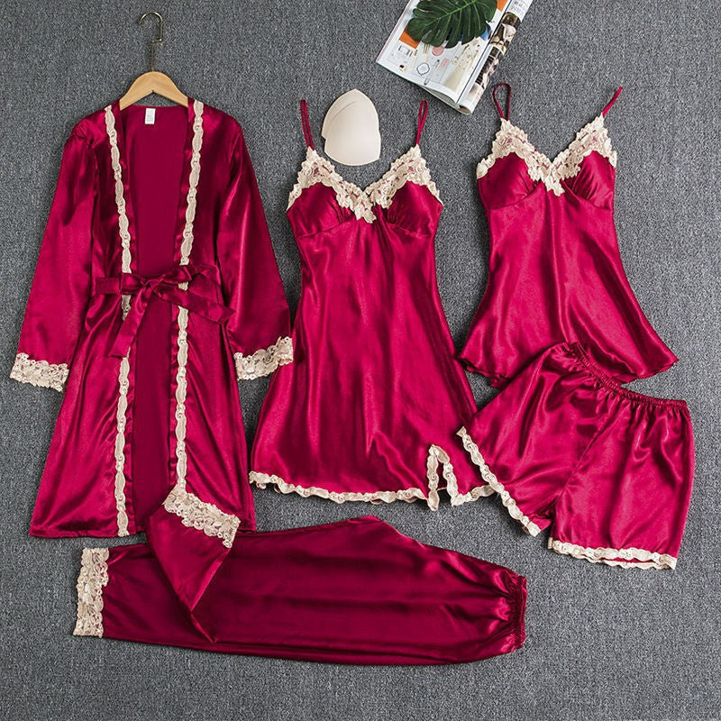 5 PCS/Set Ice Silk Pajamas Sleepwear