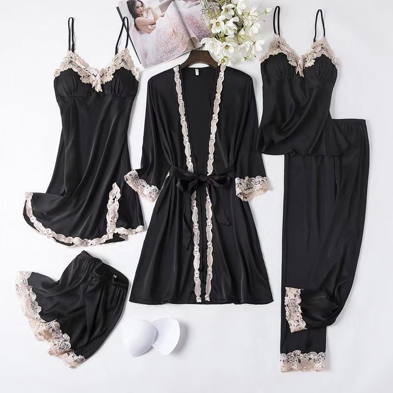 5 PCS/Set Ice Silk Pajamas Sleepwear