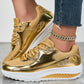 Shiny Casual Sports Shoes-Gold