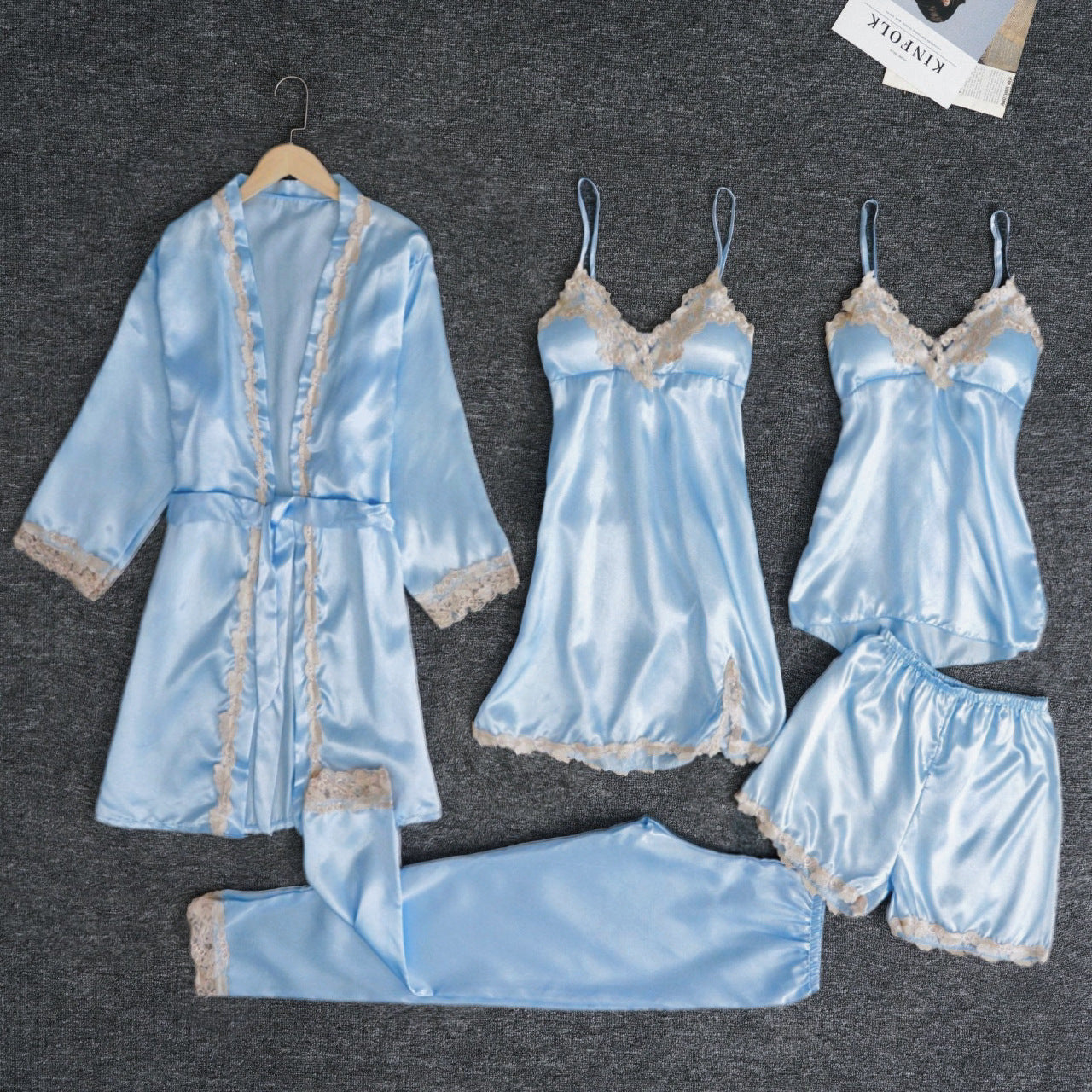 5 PCS/Set Ice Silk Pajamas Sleepwear