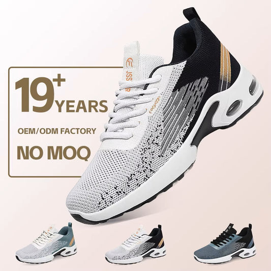 Air cushion soft sole flying woven men's shoes