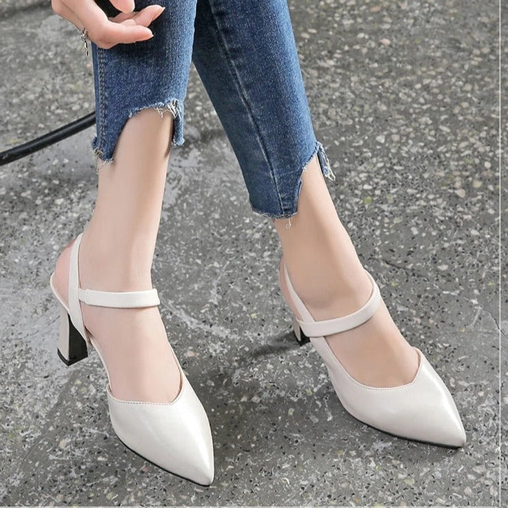 Pointed Toe Thick Heel High Heels