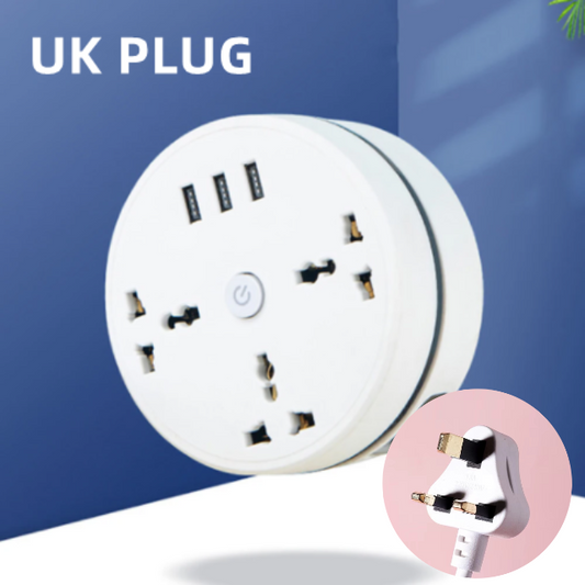 Round Universal Power Strip Portable Extension Cord Socket Plug ( UK Plug )