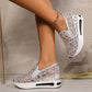 Sequin Platform Wedge Mesh Shoes
