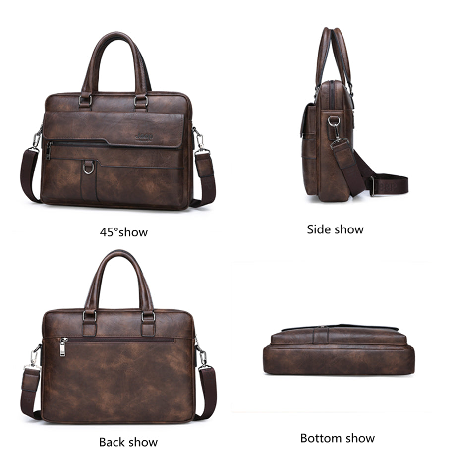 JEEP BULUO Men's Briefcase Leather Handbag