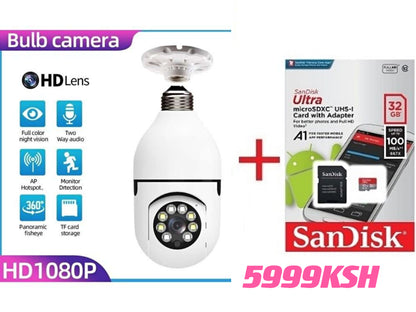 【Wifi Needed!!】Wireless Wifi Light Bulb Camera Security Camera