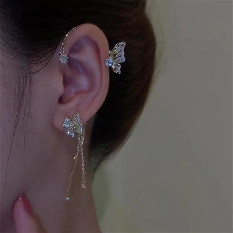 Zircon Flower Butterfly Ear Clip (Hot sale)