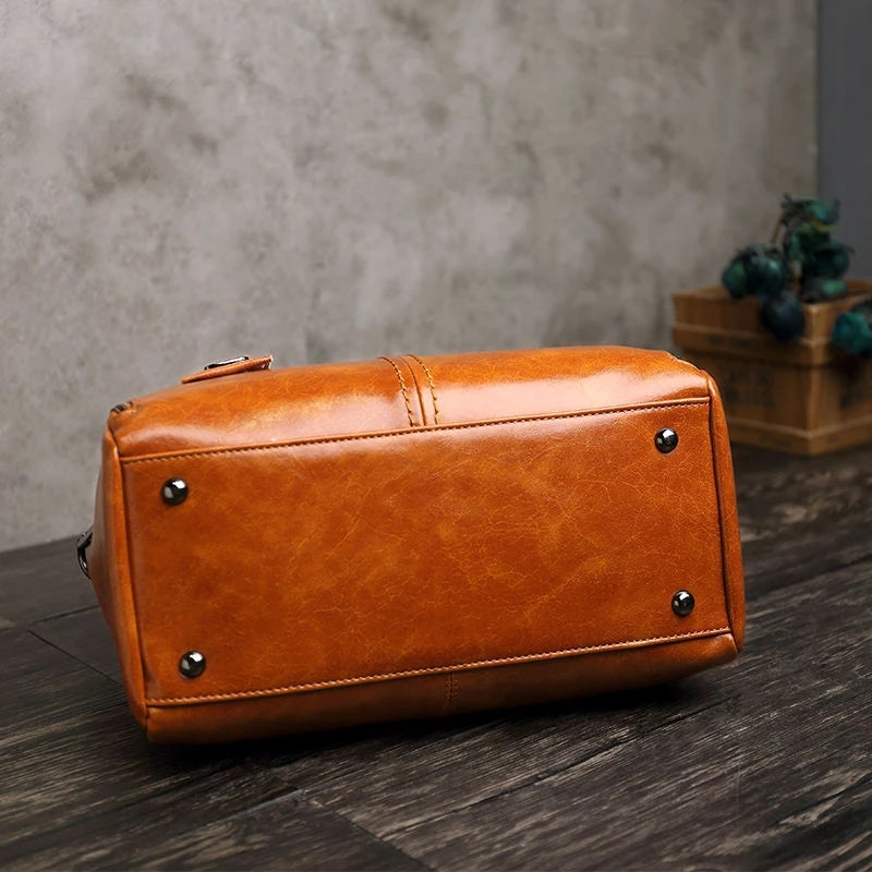 Vintage Oil Wax Leather Women's Handbag