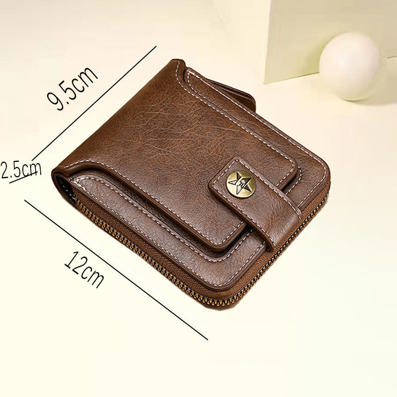 Men's Short Fashion Horizontal Zipper Wallet