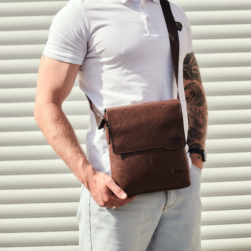 Jeep leather hot sale man bag